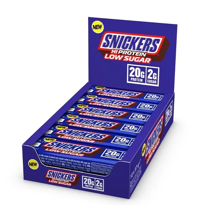 12 x Snickers High Protein Bar Low Sugar, 57 g, Milk Chocolate - Mars