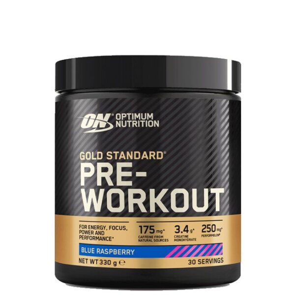 Gold Standard PWO, 330g Blue Raspberry optimum nutrition