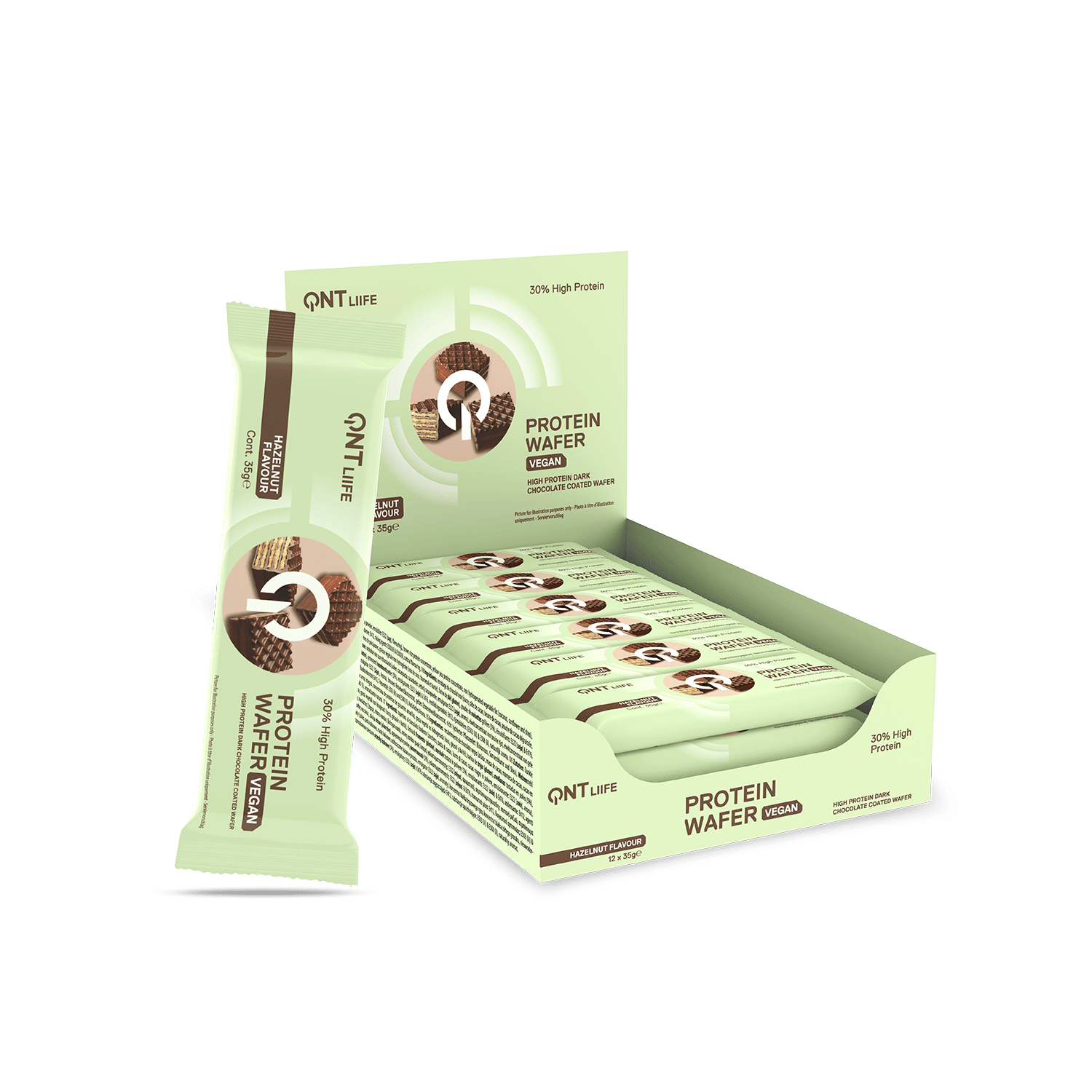 QNT VEGAN Protein Wafer Bar 12x35g Hazelnut Cream